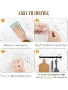 2pcs Kitchen Utensil Hooks, Kitchen Adhesive Wall Hooks Rack Rail, Storage Tool Holder Wall Mounted For Kitchen Hanging Spatulas, Measuring Spoons, No Drilling Required, Space Saving, Hanger With 6 Hooks For Bathroom, Bedroom, Closet, For Kitchen Food Studio Camper - Multicolor - View 6