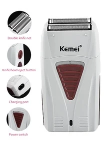 Kemei Máy cạo râu điện không dây KM-3382 dành cho nam - Máy cạo râu sạc USB, máy tỉa tóc chuyên nghiệp 0mm | Máy tỉa tóc và râu chất lượng cao dành cho nam giới - Màu Xám nhạt - Xem 3