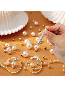 1pc 4-Prong Stainless Steel Bead Picker Tweezers, Pearl Rhinestone Gem Picking Tool For DIY Jewelry Making - Multicolor - View 6