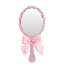1pc Pink Wedding Favors - Elegant Handheld Mirrors With Rose-Shaped & Ribbon Bow, Bulk Bridesmaid Gifts, Plastic Compact Makeup Mirrors For Women, Bridal Party Souvenirs - Pink Mirror With Bow - View 2