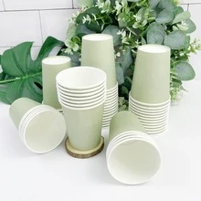 100/90/50/20/10个装纸杯，派对纸杯，鼠尾草绿纸杯，冷饮杯和咖啡杯，派对饮具，适合生日派对、婚礼、母亲节等场合 - 草綠色 - 查看 3