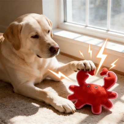 Crab Shaped Dog Toy, Suitable For Medium And Large Dogs, Cute Plush Squeaky Toy Made Of Soft Material, Durable, Ideal For Chewing Dogs, Interactive Fetch And Tug Of War Toy, Indoor Plush Toy To Relieve Stress And Boredom, Funny Animal Dog Toy For All Seasons
