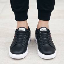 Zapatillas deportivas informales para hombre, tenis para hombre, zapatos para hombre, zapatos para hombre, transpirables y cómodas, con diseño de cordones; zapatillas ligeras para skate, equipadas con suela antideslizante y resistente al desgaste, ideales para deportes al aire libre y para el uso diario. - Negro - Ver 3