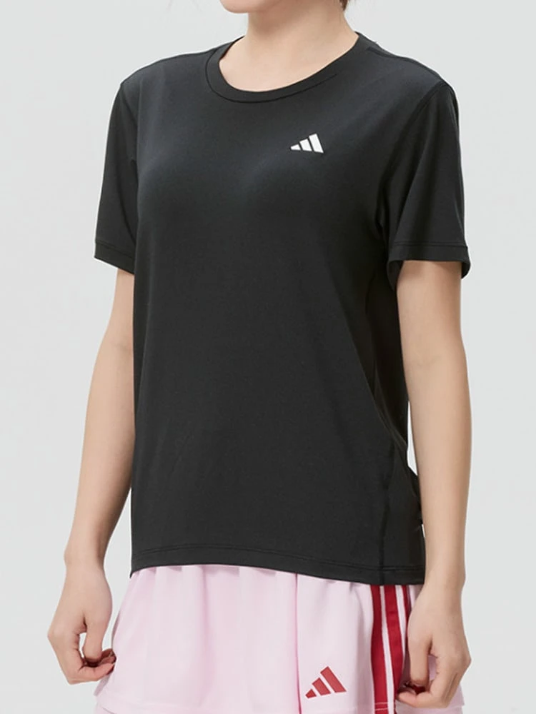 adidas 圓領運動短袖 跑步T卹 女款 - 黑色 - 查看 1