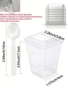 60pcs/20sets 5oz Plastic Dessert Cups With Lids, Yogurt/Appetizer Cups With Lids Suitable For Parties, Mini Dessert Cups With Spoons For Pudding, Fruit And Ice Cream, Wedding Supplies - Cup Body + Lid + Spoon - View 4