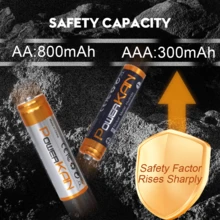 POWERKAN电池充电器套装：4节AA 800mAh镍氢充电电池+K411 5V 2A USB快速充电器（兼容AA/AAA电池），遥控器和玩具的理想电源解决方案 - 是 - 查看 5