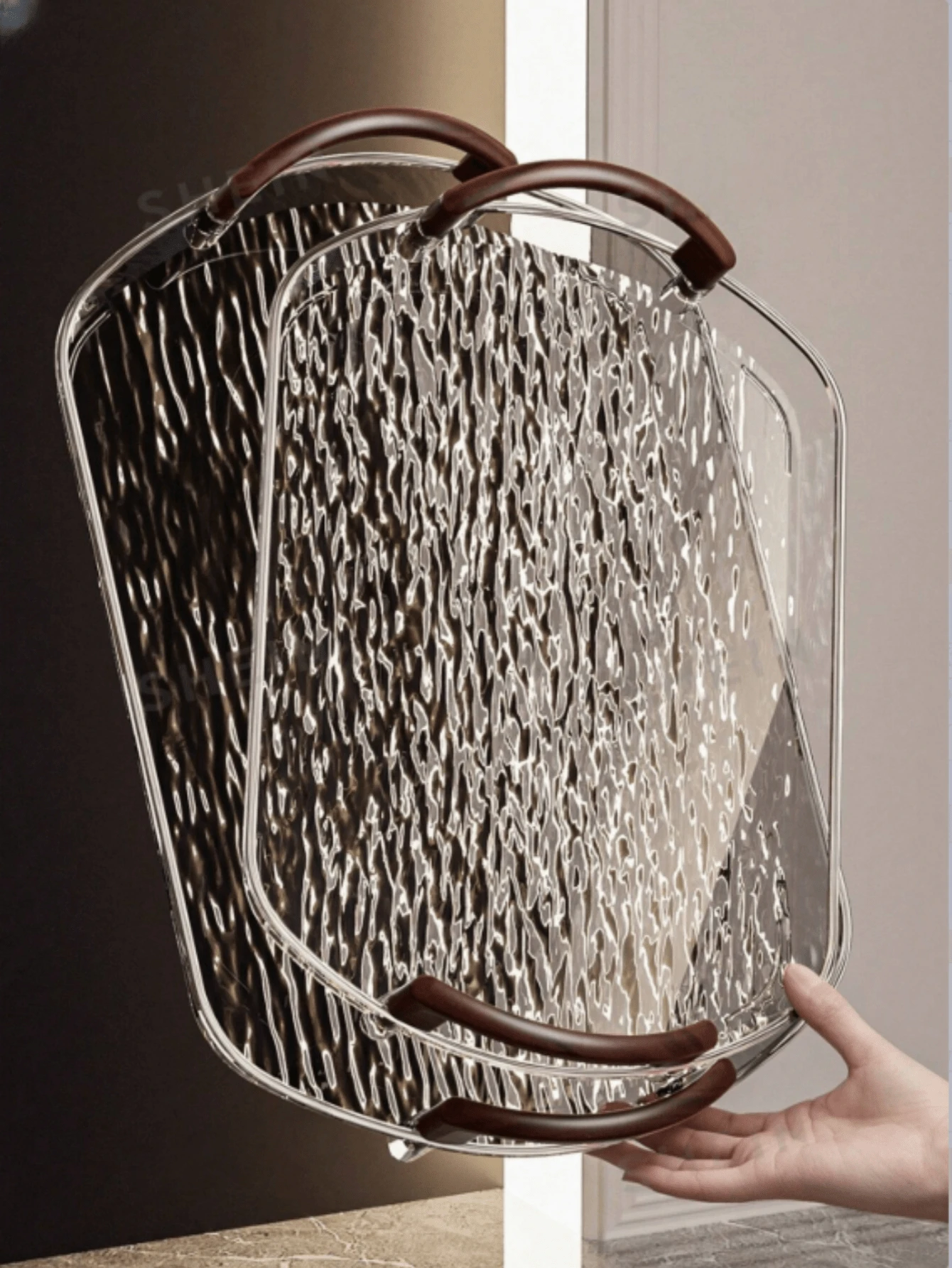 1 PET Serving Tray, Oval-Shaped Tray, Used In The Kitchen, Dining Table, Fruit Cake Tray For Holiday Parties - Grey - View 1