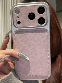 Ốp lưng điện thoại sang trọng màu nâu da báo lấp lánh ánh băng cho iPhone 17 Pro Max, 17 Pro, 17, 16 Pro Max, 16 Pro, 16, 15 Pro Max, 15 Pro, 15, 14 Pro Max, 14 Pro, 13 Pro Max, 12 Pro Max, 11, ốp lưng điện thoại chống sốc thời trang - Họa tiết da báo màu hồng nhạt - Xem 4