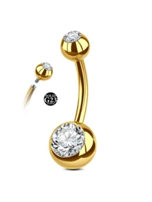 CIZME 1 pieza Anillo de ombligo de aleación de titanio dorado de 14G para mujeres, joyería de piercing de ombligo corto con rosca interna, anillos de ombligo de 6/8/10/12/14/16mm - taladro de punta - Ver 9