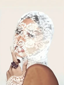 1 pieza Máscara facial elegante de encaje negro y blanco, adecuada para todas las estaciones, apta para Halloween, baile de máscaras, San Valentín y otras ocasiones - A - Ver 12