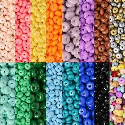 100pcs 3X6MM Glass Wheel Beads, Colourful Flat Round Spaced Beads, Ping An Knot Style, Perfect For DIY Hairpin, Ping An Knot, Mobile Phone Chain, Bag Hanging Materials, Jewelry Accessories Jewelry Making Bracelet Necklace Earrings
