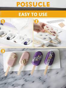 Rubber Oval Ice Cream Mold, 4/8 Compartments DIY Popsicle Maker For Homemade Ice Cream And Chocolate, Classic Shape, No Charge Bakeware Ice Cube Tray Ice Cube Ice Cube Squishy Ice Cube Mold Ice Cube Mould - Multicolor - View 3