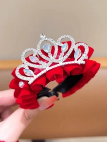 Crown Bun Hair Clip, Red Festive Ponytail Holder, Atmosphere-Enhancing - Multicolor - View 8