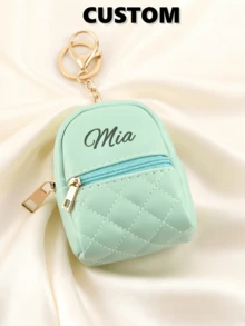 Customized Name Keychain, Small Backpack Style Keychain, New Keychain Coin Purse, Portable Backpack Shaped Earphone Storage Bag - Perfect Birthday Or Holiday Gift For Friends And Family, Valentine's Day, Father's Day Exclusive Gift For Couples And Family | Style Tags: Engraved, Sequined, Vintage, Casual, Neutral, Old Money, Fashion, Customized, Personalized, Unique, Exclusive, Ideal Gift - Multicolor - View 5