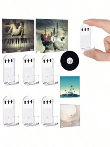 6/12/18pcs Vinyl Record Wall Mount Rack, Acrylic Material, Vinyl Record Display Shelf, Screwless Vinyl Record Wall Hanging Rack, Self-Adhesive Transparent Acrylic Vinyl Record Hooks, Fashionable Acrylic Record Rack, Suitable For Home And Office - Multicolor - View 3