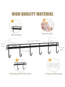2pcs Kitchen Utensil Hooks, Kitchen Adhesive Wall Hooks Rack Rail, Storage Tool Holder Wall Mounted For Kitchen Hanging Spatulas, Measuring Spoons, No Drilling Required, Space Saving, Hanger With 6 Hooks For Bathroom, Bedroom, Closet, For Kitchen Food Studio Camper - Multicolor - View 8