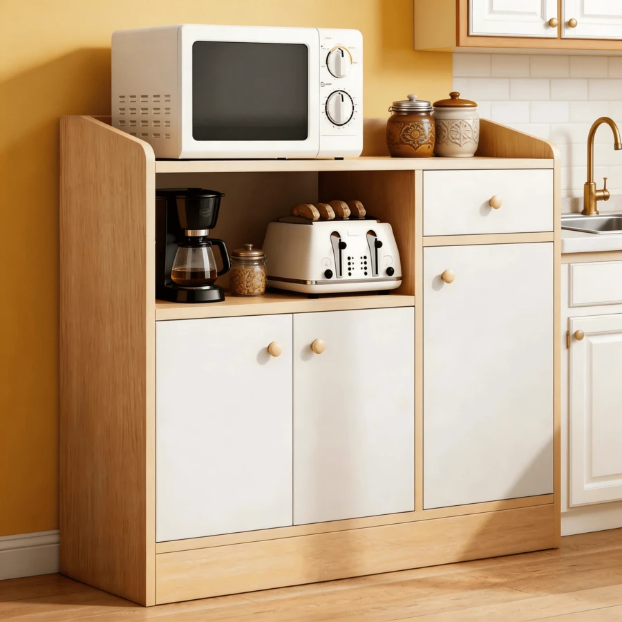 Mueble Organizador De Cocina Con 3 Puertas Y 1 Cajón 90cm - Multicolor - Ver 1