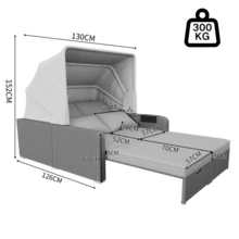 Poly Rattan Garden Furniture For 2 People, Garden Sofa, Lounge Sofa, Removable Canopy, Poly Rattan And Foam, Grey - Grey - View 8