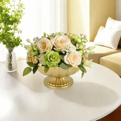 1个/2个/3个金色复古花瓶，欧式铁艺花架，婚礼宴会餐桌中心装饰品，高端黄铜复古水果盘，客厅装饰，茶几水果托盘，零食架