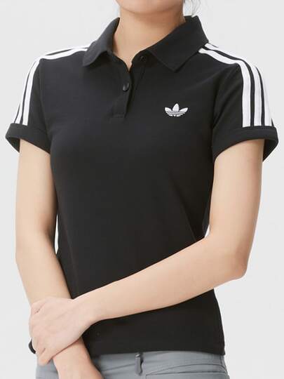  adidas originals 運動跑休閒條紋短袖Polo衫女款