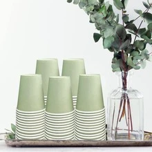 100/90/50/20/10个装纸杯，派对纸杯，鼠尾草绿纸杯，冷饮杯和咖啡杯，派对饮具，适合生日派对、婚礼、母亲节等场合 - 草綠色 - 查看 4