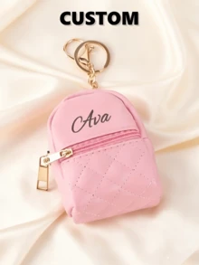 Customized Name Keychain, Small Backpack Style Keychain, New Keychain Coin Purse, Portable Backpack Shaped Earphone Storage Bag - Perfect Birthday Or Holiday Gift For Friends And Family, Valentine's Day, Father's Day Exclusive Gift For Couples And Family | Style Tags: Engraved, Sequined, Vintage, Casual, Neutral, Old Money, Fashion, Customized, Personalized, Unique, Exclusive, Ideal Gift - Multicolor - View 6