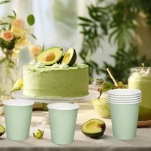 100/90/50/20/10个装纸杯，派对纸杯，鼠尾草绿纸杯，冷饮杯和咖啡杯，派对饮具，适合生日派对、婚礼、母亲节等场合 - 草綠色 - 查看 7