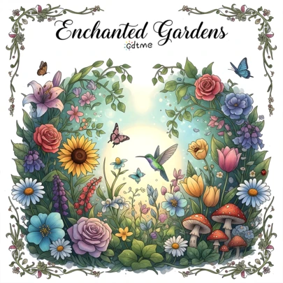 GDTME Sách tô màu "Khu vườn thần kỳ" 24 trang, in một mặt, bìa giấy bóng, món quà hoàn hảo cho gia đình và bạn bè, khổ 8 inch, giấy 120g, hình ảnh trang nhã, lý tưởng cho Lễ Tạ ơn, Ngày của Mẹ, Lễ Phục sinh, sinh nhật và thể hiện sự sáng tạo, tô màu trị liệu giúp giảm căng thẳng, giải tỏa cảm xúc, giảm lo âu, đồ dùng văn phòng, đồ dùng học tập.