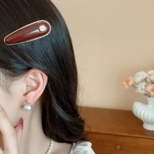 1pc Metal Resin Square Water Drop Fashionable Minimalist Hair Clip (Duck Mouth Clip) - Multicolor - View 7