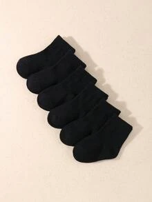 6 pares de calcetines para bebé (0-3 años) - Calcetines súper suaves para recién nacidos y niños pequeños, uso diario transpirable - Negro - Ver 6