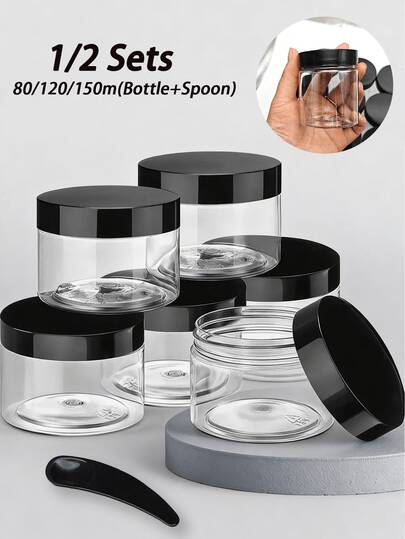 1/2 Set 20g/50g/100g leere Kosmetikdose, nachfüllbarer Reise-Toilettenartikel-Behälter, Maske DIY Flasche mit Deckel, auslaufsicher Reise-Zubehör, mit Kosmetiklöffel, Gesichtscreme, Augencreme, Lotion, Kosmetikverpackungsflasche, Salbenflaschen, Gesichtsmaskenflaschen, leere tragbare Cremetöpfe Kosmetikbehälter Reiseflaschen (Löffelfarbe zufällig)