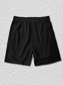 Quần short thể thao nam mùa hè, nhiều túi, kiểu dáng tối giản, thích hợp cho chạy bộ và tập thể dục. - màu đen - Xem 4