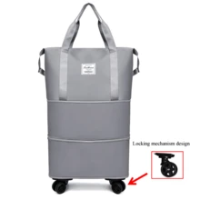 1 túi du lịch gấp gọn dung tích lớn, chất liệu nylon bền, màu đen, đa chức năng, có bánh xe, thích hợp cho du lịch ngoài trời, đáp ứng yêu cầu khoang hành lý xách tay trên máy bay. - Nhiều màu - Xem 13
