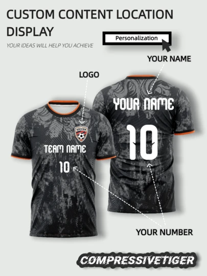 2026 World Cup Netherlands Special Edition Football Jersey - Customizable Name And Number, Black Camouflage With Orange Trim, Breathable Soccer Shirt