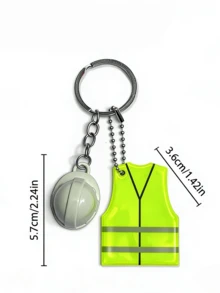 1 Set de llavero con forma de chaleco y casco creativo, colgante reflectante adecuado para decoración de mochila y equipaje, ideal para viajes y deportes - unisexo - Ver 11