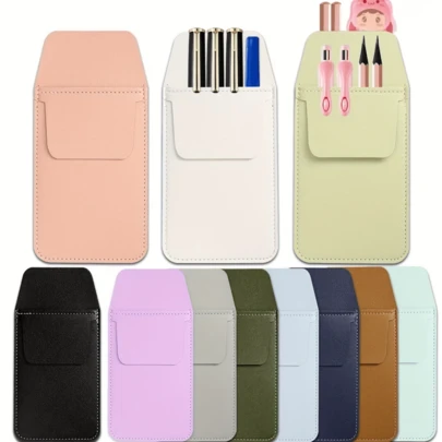 PU Leather Pencil Case, Large Capacity Multi-Purpose Pen Box, Makeup Brush Storage Pen Bag, Doctor/Nurse Pen Holder