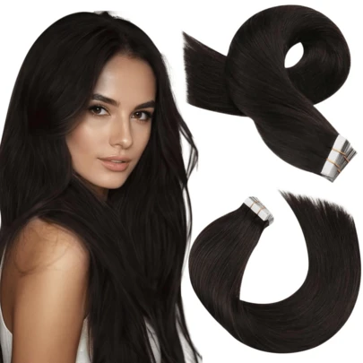 SHINEHAIR Apliques de cabelo com fita adesiva, 50g cada, vendidos em pacotes de 20, disponíveis em comprimentos de 40 a 60 cm e em diversas cores: preto natural, loiro claro e loiro. Feitos com cabelo Remy brasileiro genuíno, são macios e têm toque natural. Um presente ideal para o Natal ou aniversários, para mulheres e meninas; perfeitos para uso diário, festas e casamentos. Uso recomendado: 4 a 5 pacotes para comprimento e volume visíveis. Cabelo 100% humano, qualidade profissional; também ideal para fantasias de Halloween. Cabelo Remy 100% natural garantido para fantasias de Halloween incrivelmente originais.