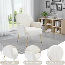 Sillón de terciopelo, sillas modernas tapizadas para sala de estar, sillón individual de lujo con patas de metal, cómodas sillas tipo barril para sala de estar, sala de espera, dormitorio, oficina y cafetería, beige WL - Amarillo + Terciopelo + Madera + Metal + Espuma viscoelástica - Ver 7