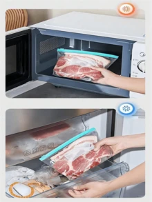 45pcs Reusable Airtight Food Storage Bags (10 Large + 15 Medium + 20 Small), Thick Freezer Bags, Microwave , Blue, Long-Term Food Preservation And Organization, Transparent PE Zipper Bags, Suitable For Kitchen Food Categorization And Snack Storage, Kitchen Essential, Mother's Day Gift, Gift For Her - Multicolor - View 6