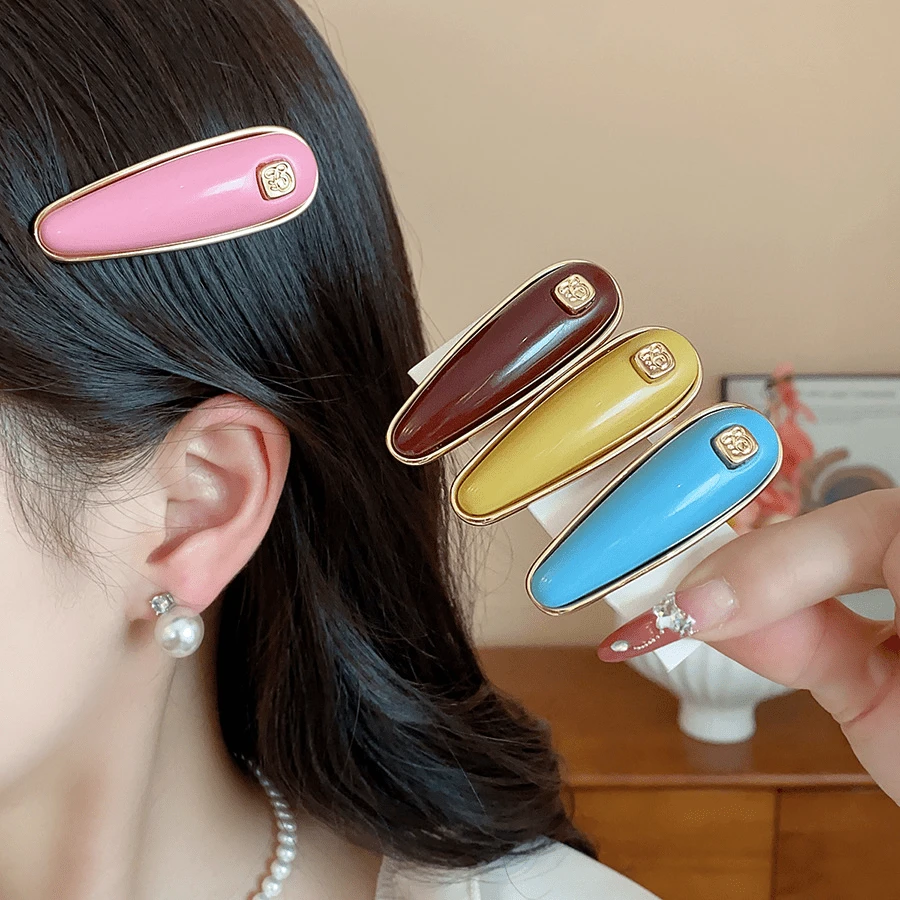 1pc Metal Resin Square Water Drop Fashionable Minimalist Hair Clip (Duck Mouth Clip) - Multicolor - View 1
