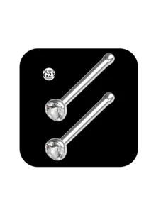 CIZME 2个G23鼻环耳钉，钛合金L型鼻钉，20G鼻环，顶部1.5mm、2mm、2.5mm、3mm立方氧化锆，0.8mm鼻环穿孔饰品 - 銀色 - 查看 5