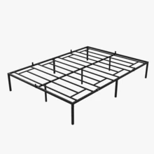 Estructura de cama de plataforma metálica, amplio espacio de almacenamiento debajo de la cama, listones de acero resistentes, silenciosa, no requiere somier, fácil montaje, base de cama moderna negra. - Negro - Ver 3