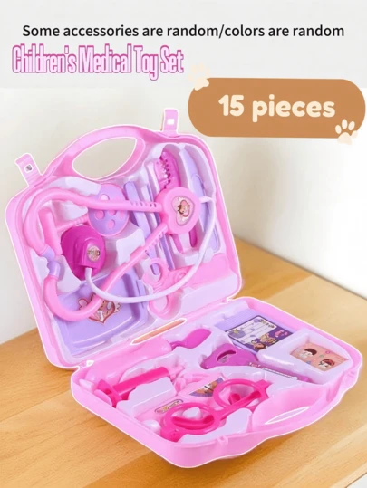 1pc Multi-Functional Medical Tool Box Portable Doctor Nurse Pretend Play Toy Set (Accessories Color Random)