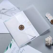 10 chiếc phong bì giấy da tối giản, thiết kế mờ bán trong suốt, có tem sáp, kích thước 7.09x5.12 inch, thích hợp cho thiệp chúc mừng, thiệp mời đám cưới và quà sinh nhật. - 10 bộ - Xem 8