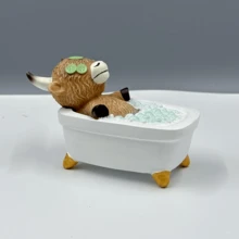 1件创意浴室沐浴高地牛树脂摆件，可收藏的浴室装饰品，独特的室内/室外家居装饰，别致的派对和展示礼物，纹理细节丰富，非常适合圣诞节、感恩节、趣味生日礼物 - 彩色 - 查看 5