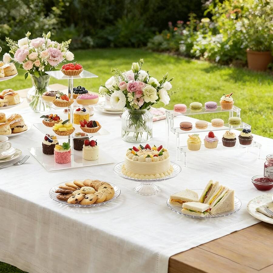 3-Tier Or 4-Tier Acrylic Cupcake Stand, Transparent Round Dessert Tray, Suitable For Party, Wedding And Event Cake Display - View 1
