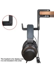 1/2pcs 360° Rotating Under Desk Headphone Holder Clamp, Minimalist & Fashionable Design, Plastic Material With Cable Management Slot. Features Anti-Scratch Curved Hook, 4.53 Inches Height, 2.2 Lbs Load Capacity - Black - View 3
