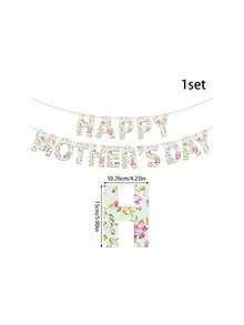 1set Mother's Day Party Flower Letter Banner Banner Banner Scene Decoration Decal, Suitable For Mother's Day Parties, Theme Parties - Pull the Flag - View 7