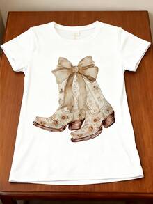 Playera Básica Mujer Blanca Estampada  180g Duradera | Uso Diario,1 Pieza - BLANCO - Ver 1