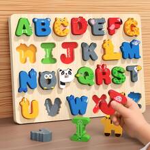 Large Alphabet Board A-Z Letter Puzzle, Small Number Matching Puzzle, Preschool Educational Alphabet & Number Recognition Puzzle Board Game, Wooden Toy, Holiday Gift - Multicolor - View 13